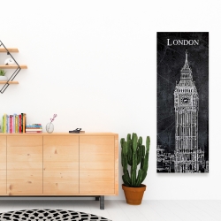 Toile 16 x 48 - Esquisse du big ben sur fond de carte