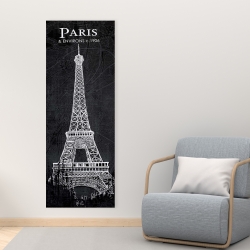 Toile 16 x 48 - Esquisse de la tour eiffel sur fond de carte