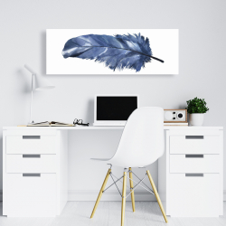 Toile 16 x 48 - Plume bleue