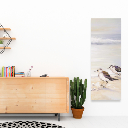 Canvas 16 x 48 - Two sandpipers on the beach