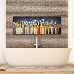 Canvas 16 x 48 - Colorful reflection of a cityscape by night