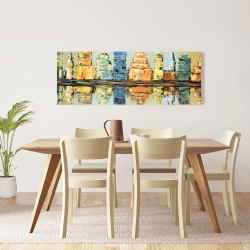 Toile 16 x 48 - Reflets d'une ville colorée et abstraite