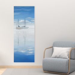 Toile 16 x 48 - Deux voiliers sur le lac tranquille