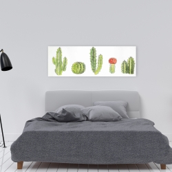 Toile 16 x 48 - Ensemble de petits cactus à l'aquarelle