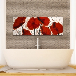 Canvas 16 x 48 - Abstract paint splash red flowers