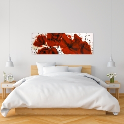 Canvas 16 x 48 - Abstract red flowers field