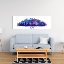 Toile 16 x 48 - Silhouette en éclats de peinture de paris