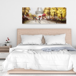 Toile 16 x 48 - Passants près de la tour eiffel