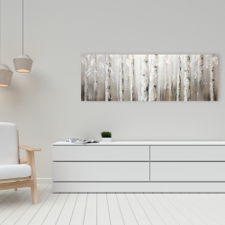 Canvas 16 x 48 - White birches on gray background