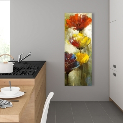 Toile 16 x 48 - Fleurs jaunes et oranges