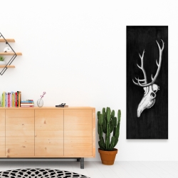 Toile 16 x 48 - Crâne de cerf dans le noir