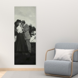 Toile 16 x 48 - Couple vintage s'embrassant
