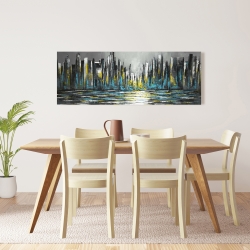 Toile 16 x 48 - Horizon de ville bleu et abstrait