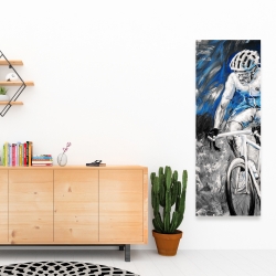 Canvas 16 x 48 - Professional blue cyclist
