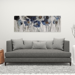 Canvas 16 x 48 - Blue blurry flowers