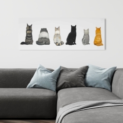 Canvas 16 x 48 - Six cats lined up back view