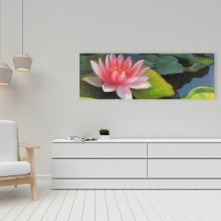 Canvas 16 x 48 - Water lilies and lotus flowers