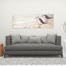 Canvas 16 x 48 - Two sandpipers on the beach