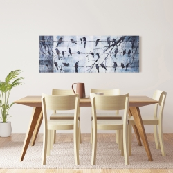 Toile 16 x 48 - Oiseaux abstrait sur fil électrique