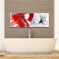 Canvas 16 x 48 - Red & gray flowers