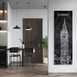 Toile 20 x 60 - Esquisse du big ben sur fond de carte