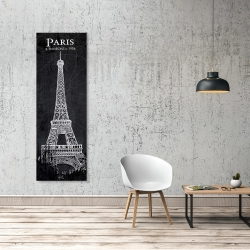 Toile 20 x 60 - Esquisse de la tour eiffel sur fond de carte