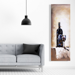 Canvas 20 x 60 - Bottle and a glass of red wine