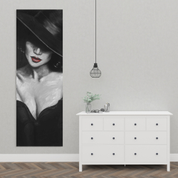 Canvas 20 x 60 - Mysterious red lips lady