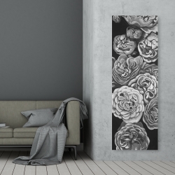 Toile 20 x 60 - Dahlias en tons de gris