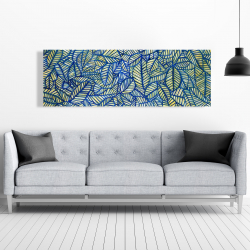Canvas 20 x 60 - Blue leaf patterns