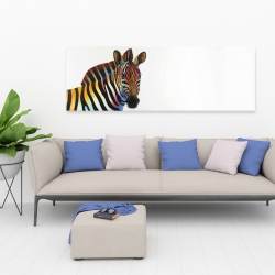 Canvas 20 x 60 - Colorful profile view of a zebra