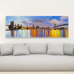 Toile 20 x 60 - Ville colorée avec pont de jour