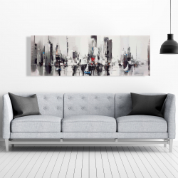 Canvas 20 x 60 - Abstract boats with cityscape