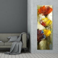 Toile 20 x 60 - Fleurs jaunes et oranges