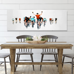 Canvas 20 x 60 - Cyclists at the end of a race