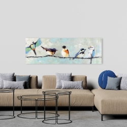 Toile 20 x 60 - Petits oiseaux colorés