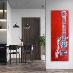 Canvas 20 x 60 - Modern red abstract guitar