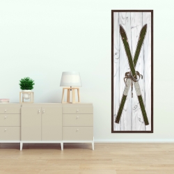 Canvas 20 x 60 - Green vintage skis