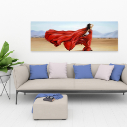 Canvas 20 x 60 - Red dress in the desert