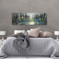 Toile 20 x 60 - Horizon de ville bleu et abstrait