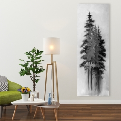 Toile 20 x 60 - Silhouettes d'arbres noirs et gris