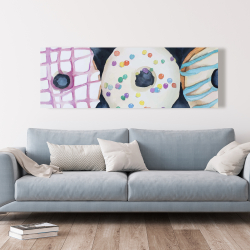 Canvas 20 x 60 - Watercolor delicious looking doughtnuts