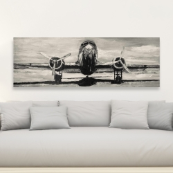 Toile 20 x 60 - Avion sépia