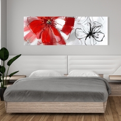 Canvas 20 x 60 - Red & gray flowers