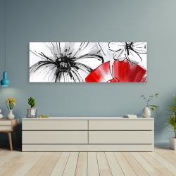 Canvas 20 x 60 - Red & white flowers sketch