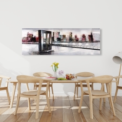 Toile 20 x 60 - Paysage urbain et pont abstrait