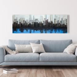 Toile 20 x 60 - Vue d'une ville bleue