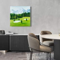 Toile 24 x 24 - Terrain de golf avec vue sur les montagnes