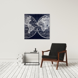 Canvas 24 x 24 - World map blue print