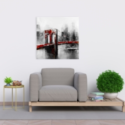 Toile 24 x 24 - Pont brooklyn abstrait et rouge